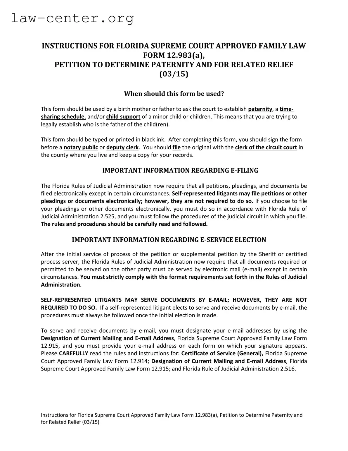 Get Florida Petitioner Form