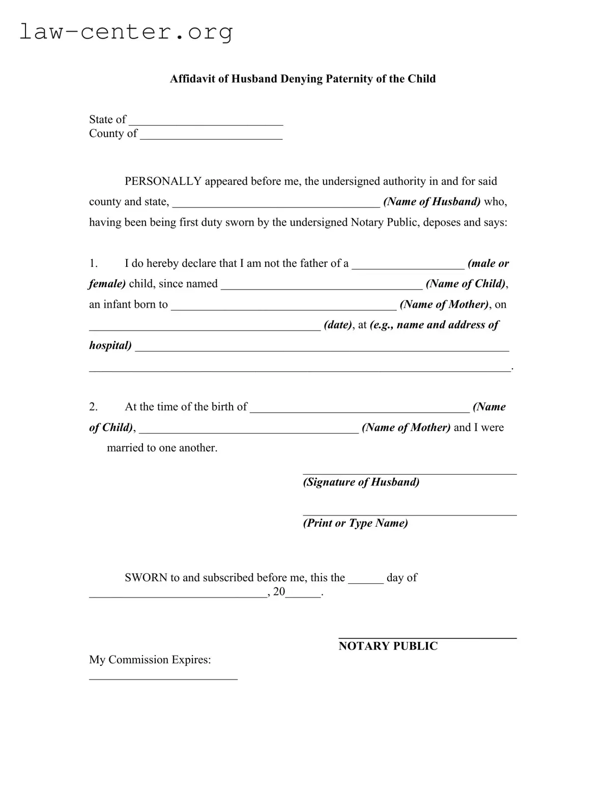 Get Affidavit Denying Paternity Form