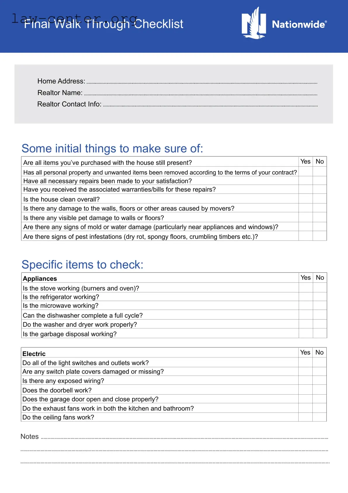 Get Final Walk Through Checklist Form