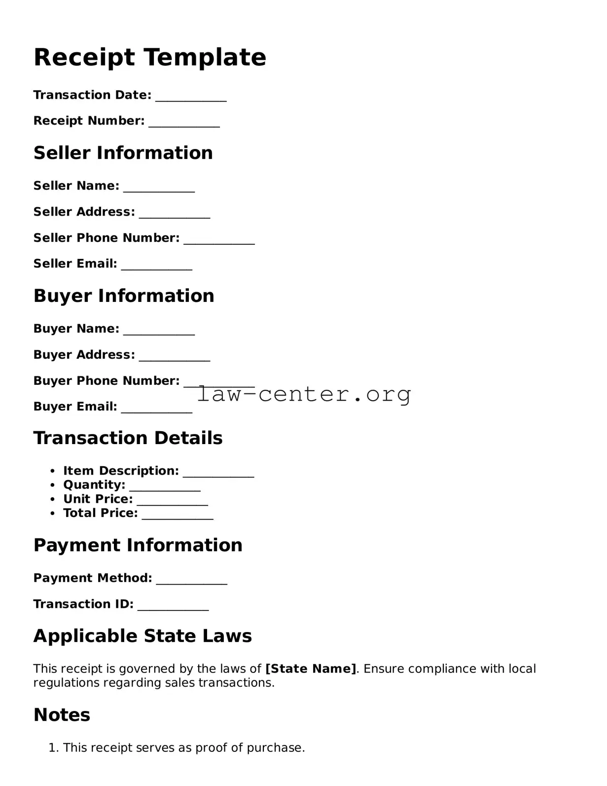 Free Receipt Template Template
