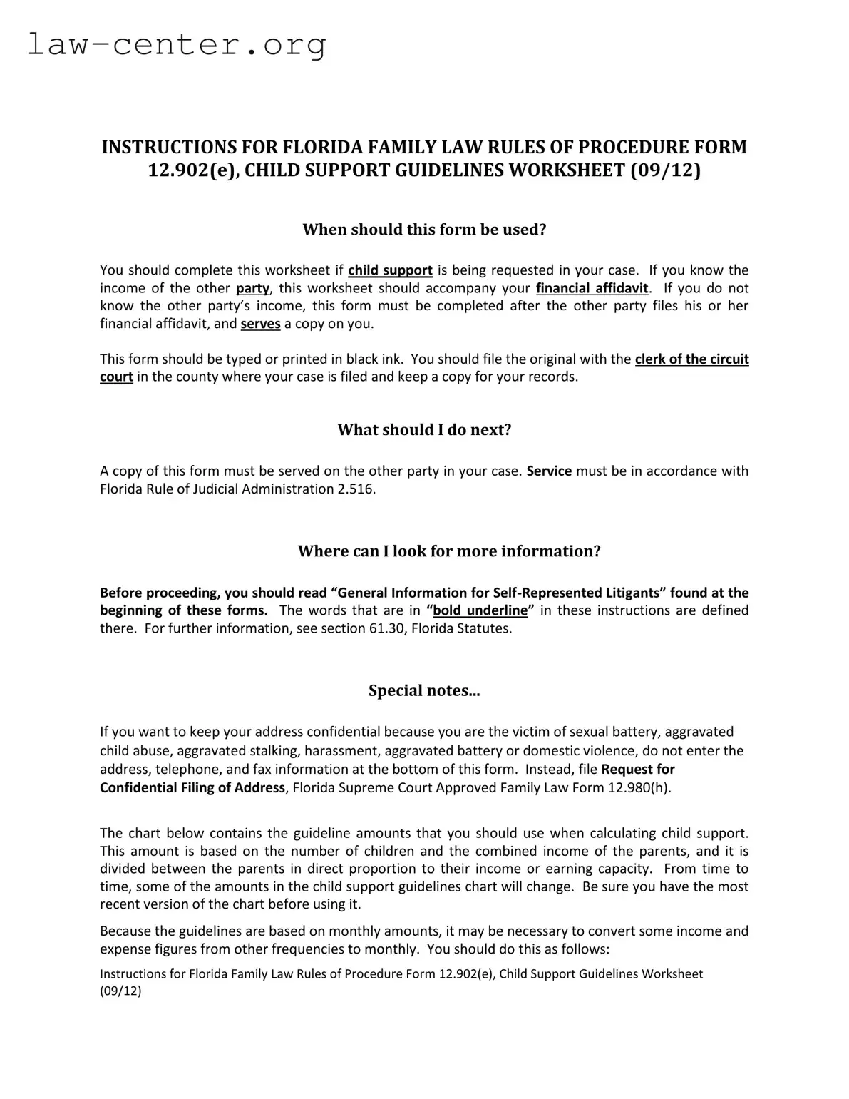 Get Florida Child Support Calculator Form