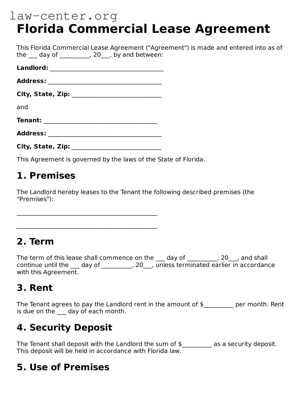 Attorney-Approved Florida Commercial Lease Agreement Document