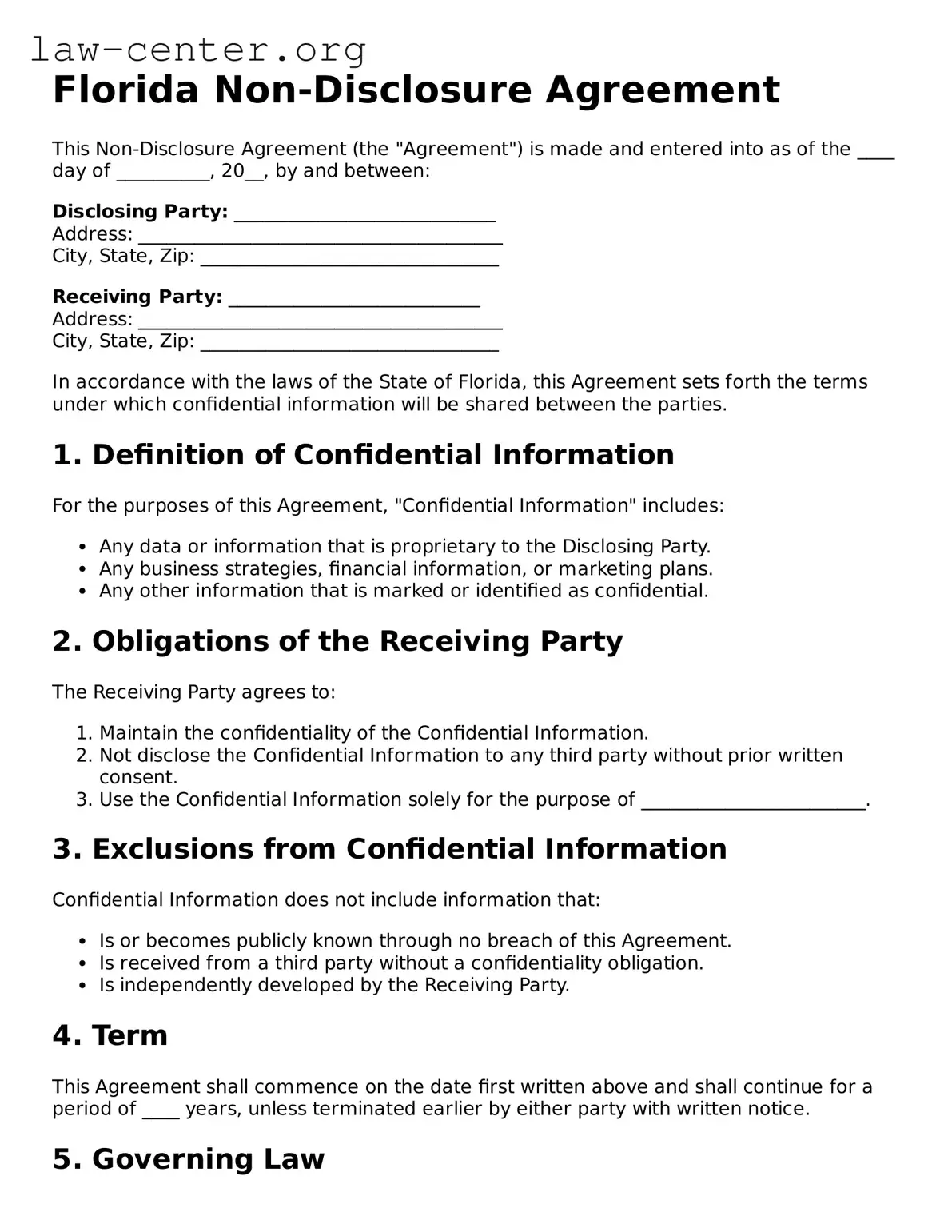 Attorney-Approved Florida Non-disclosure Agreement Document