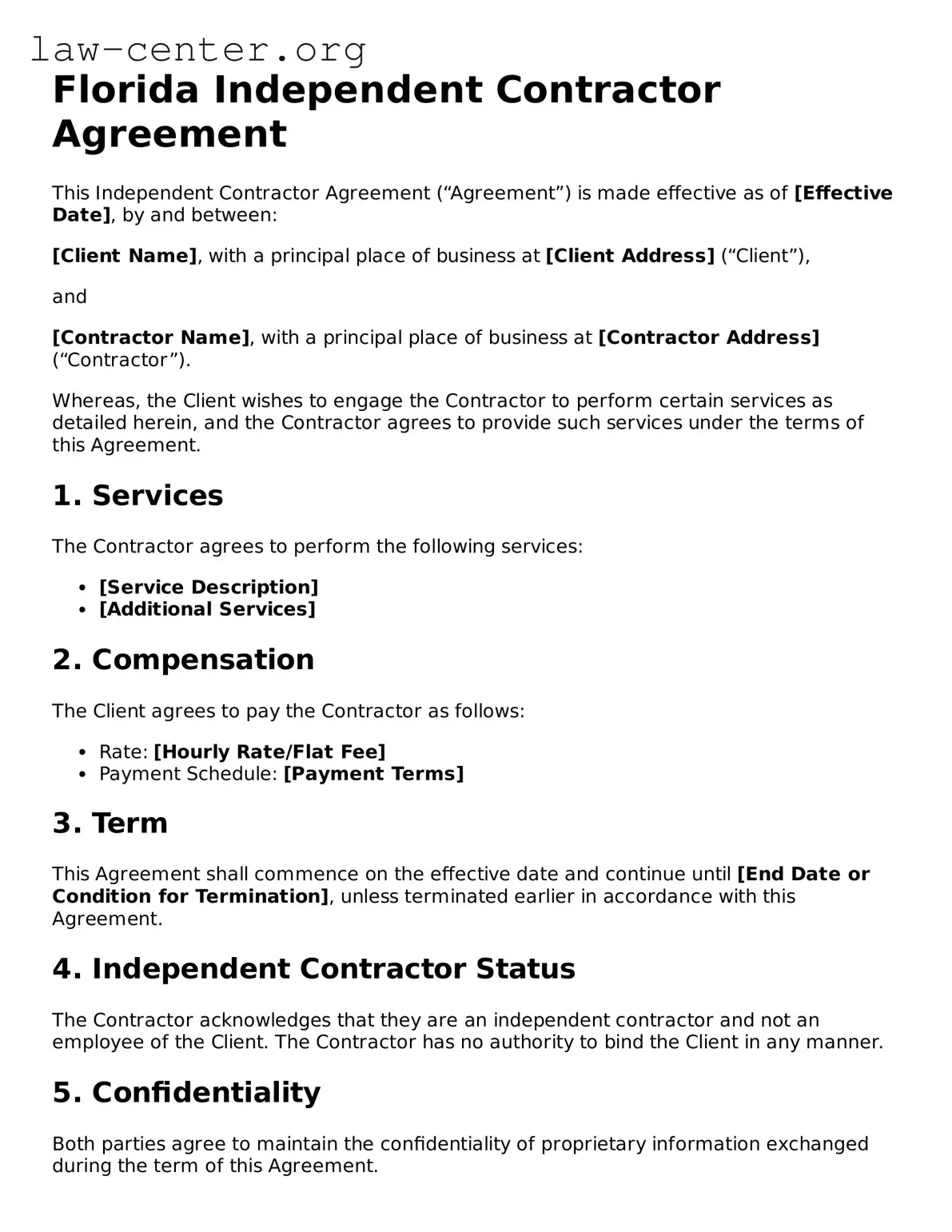 Attorney-Approved Florida Independent Contractor Agreement Document