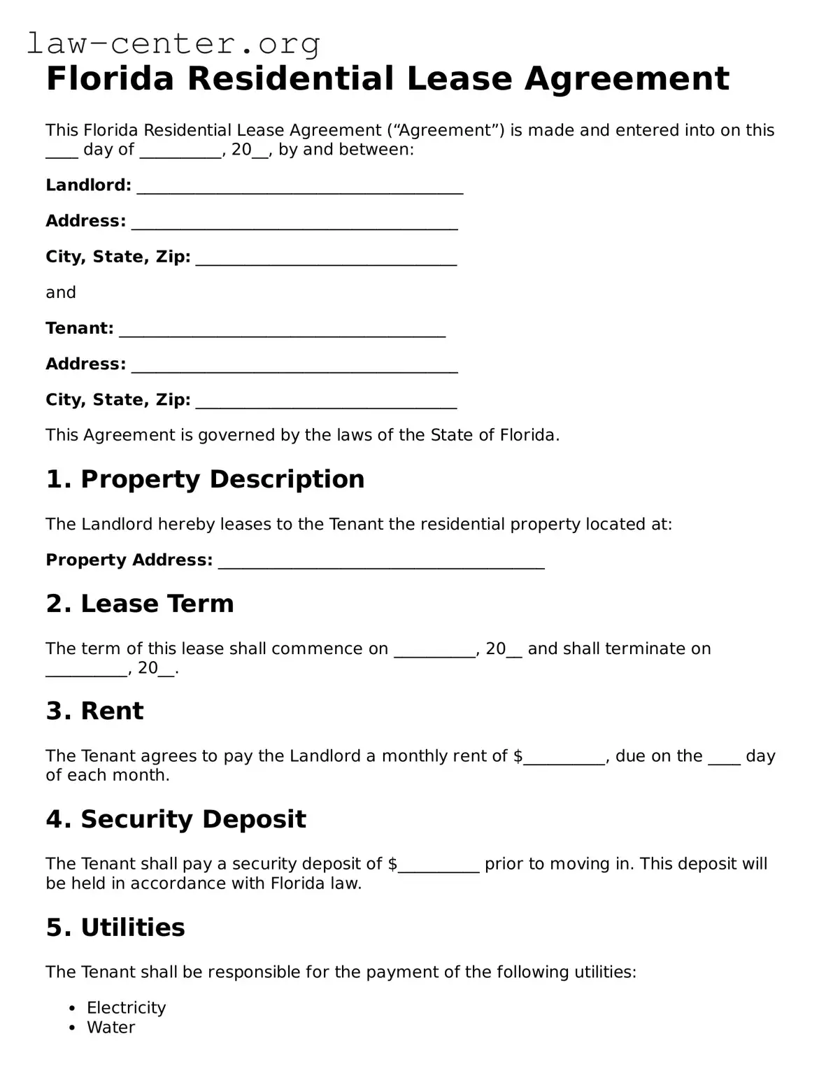 Attorney-Approved Florida Residential Lease Agreement Document