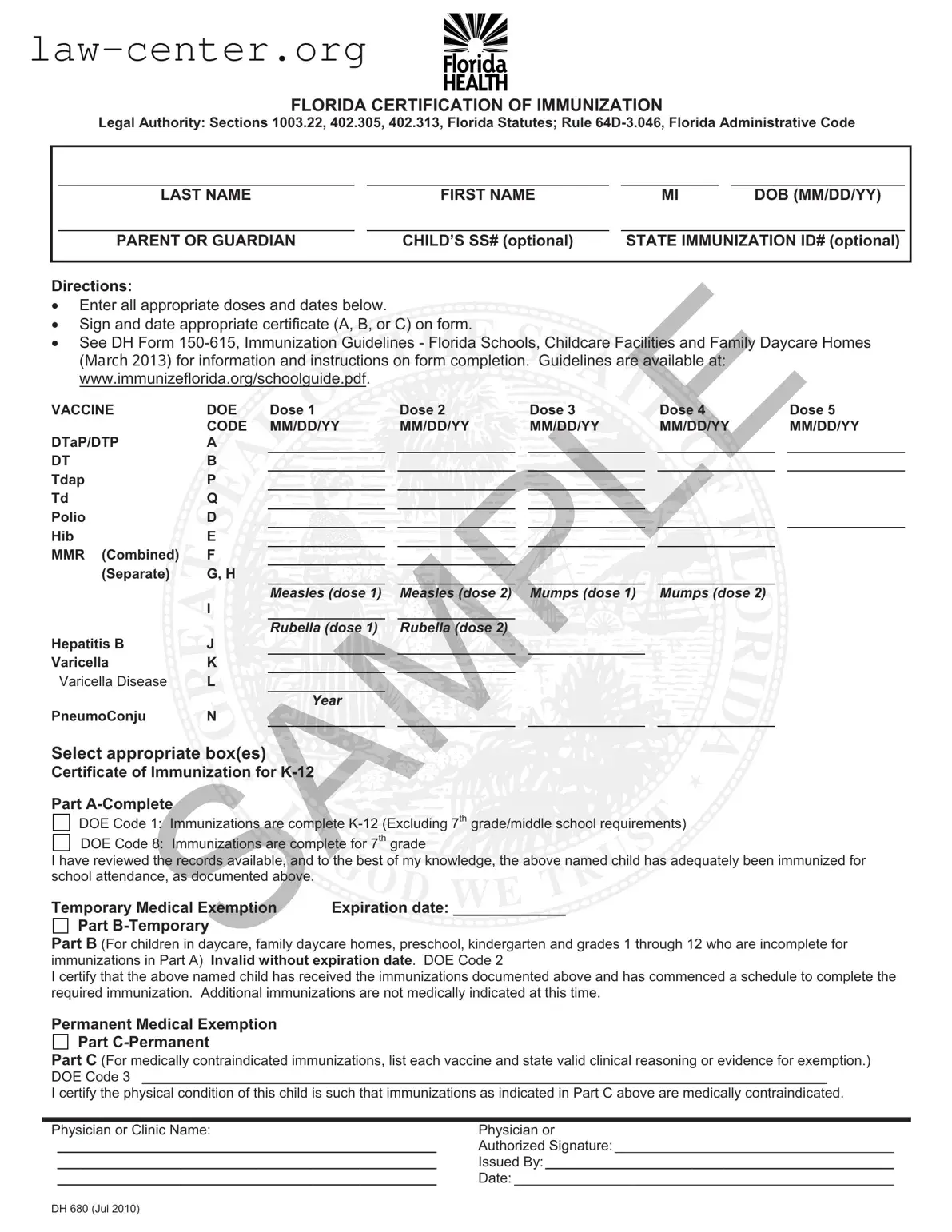 Get Florida Medical Exemption Vaccine Form