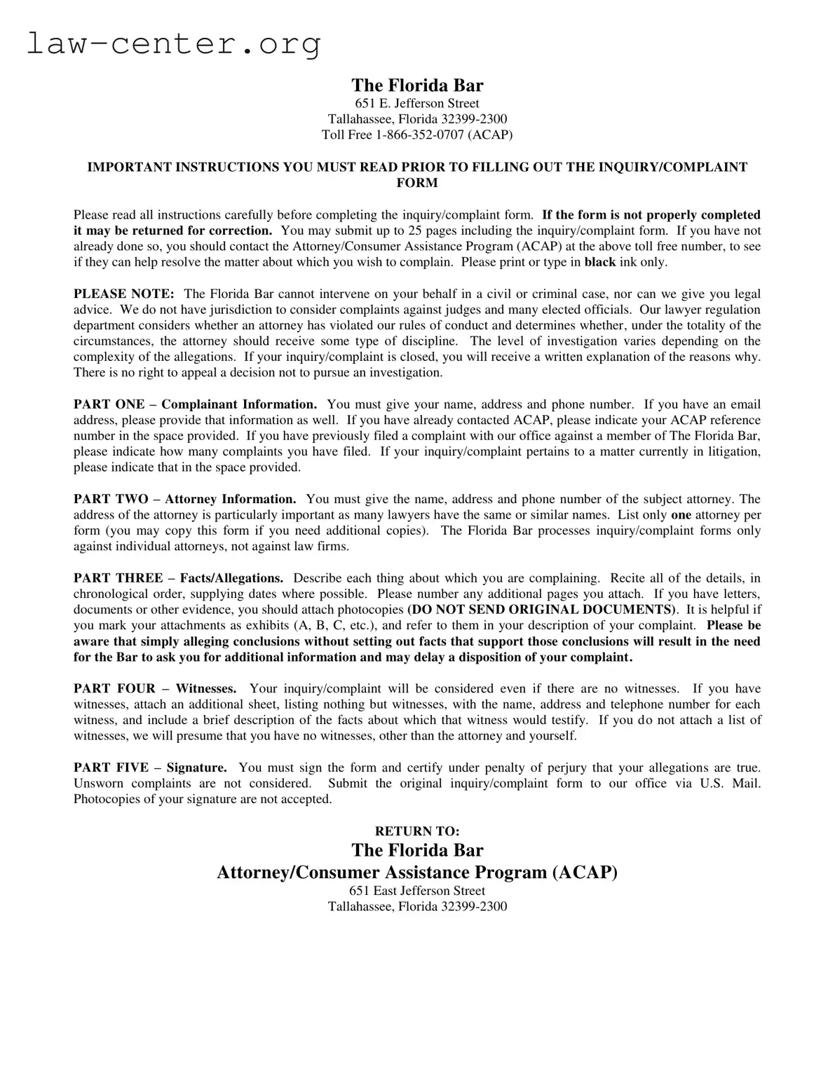 Get Florida Complaint Form