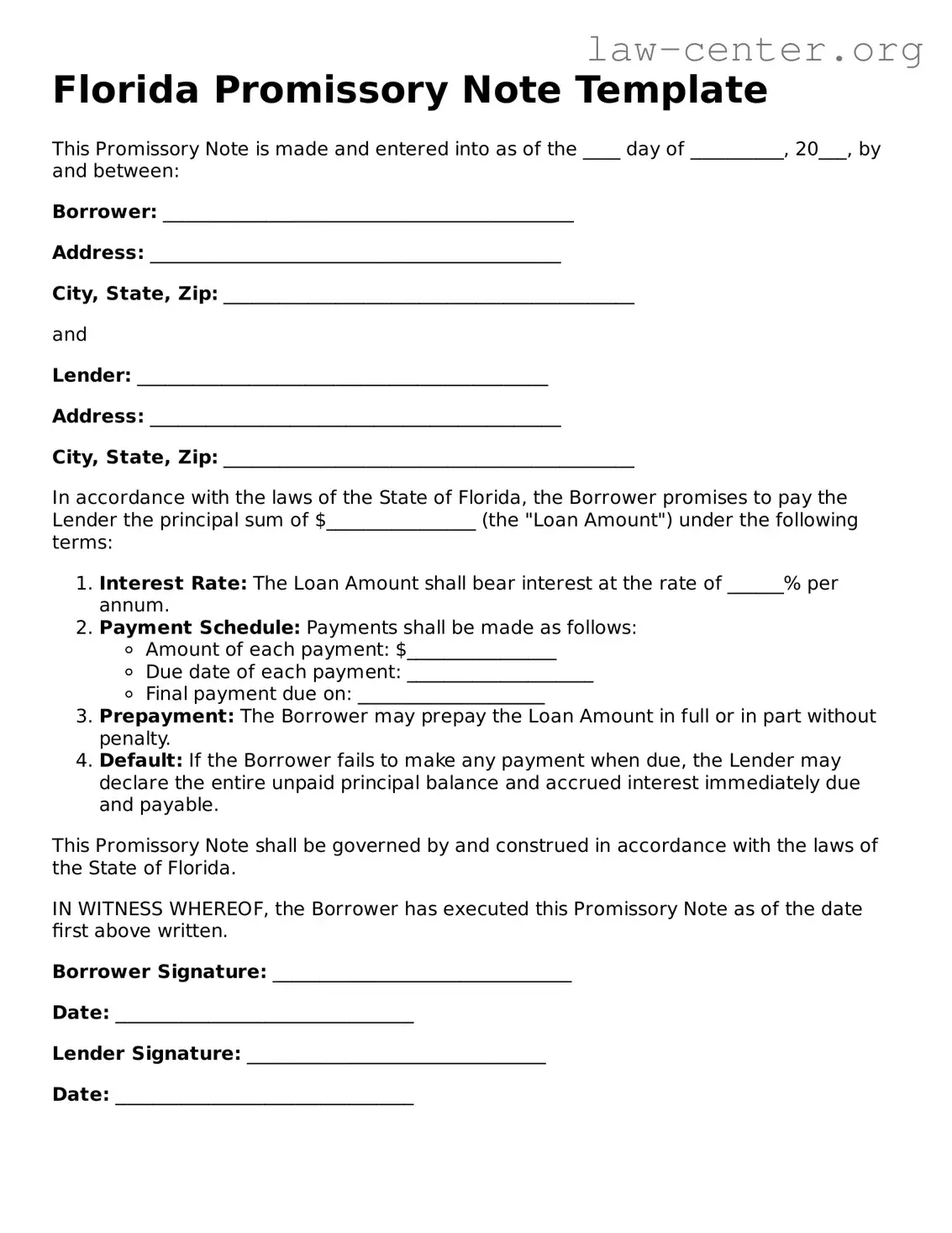 Attorney-Approved Florida Promissory Note Document