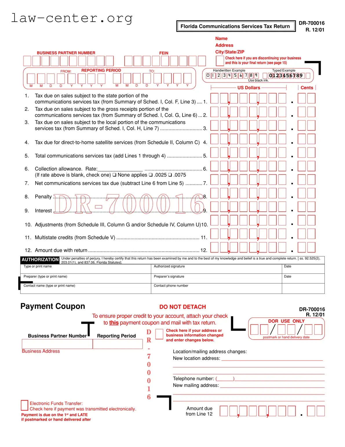 Get Business Partner Number Florida Form