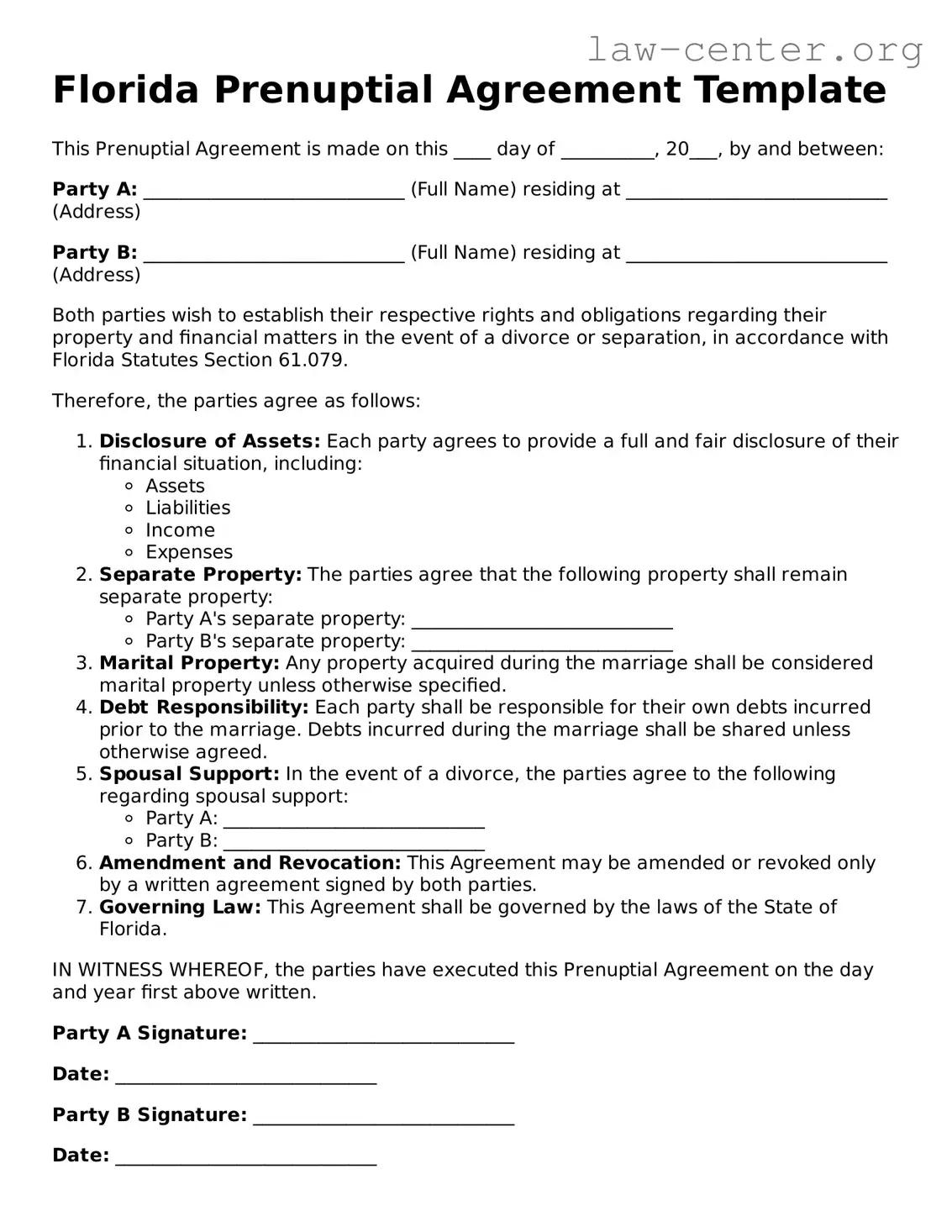 Attorney-Approved Florida Prenuptial Agreement Document