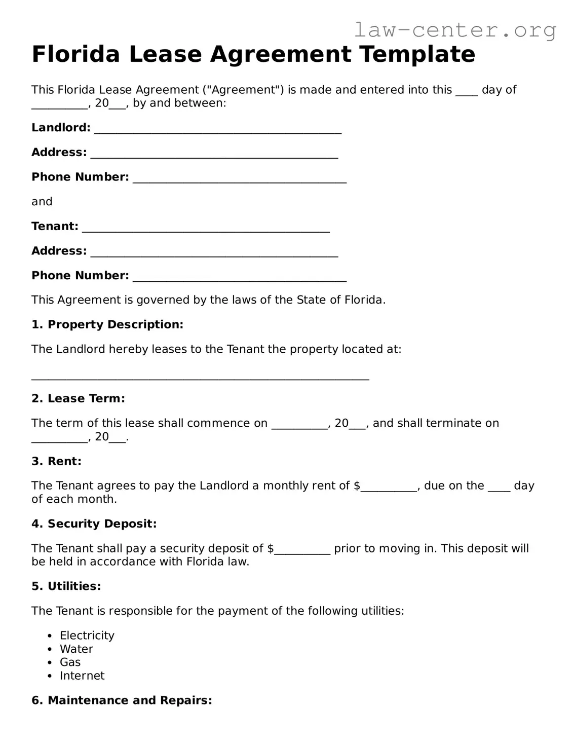 Attorney-Approved Florida Lease Agreement Document