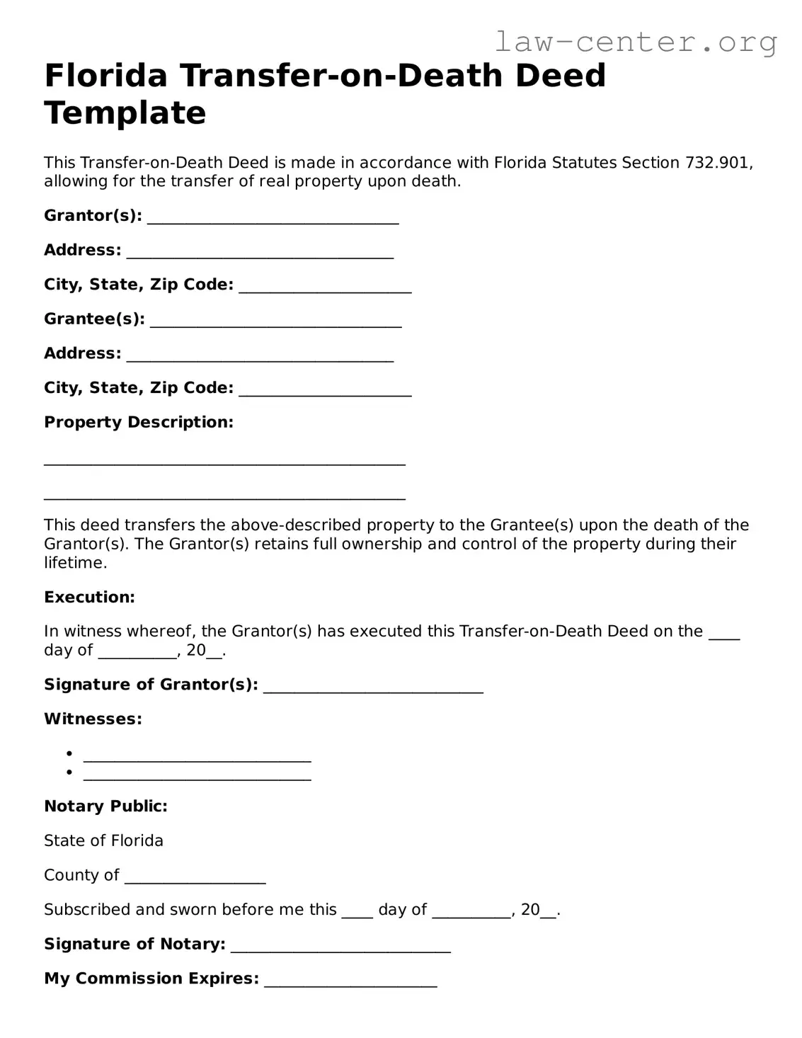 Attorney-Approved Florida Transfer-on-Death Deed Document