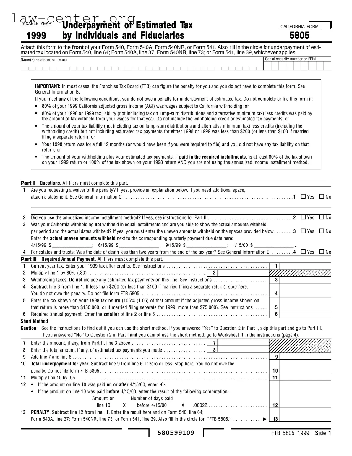 Get California 5805 Form