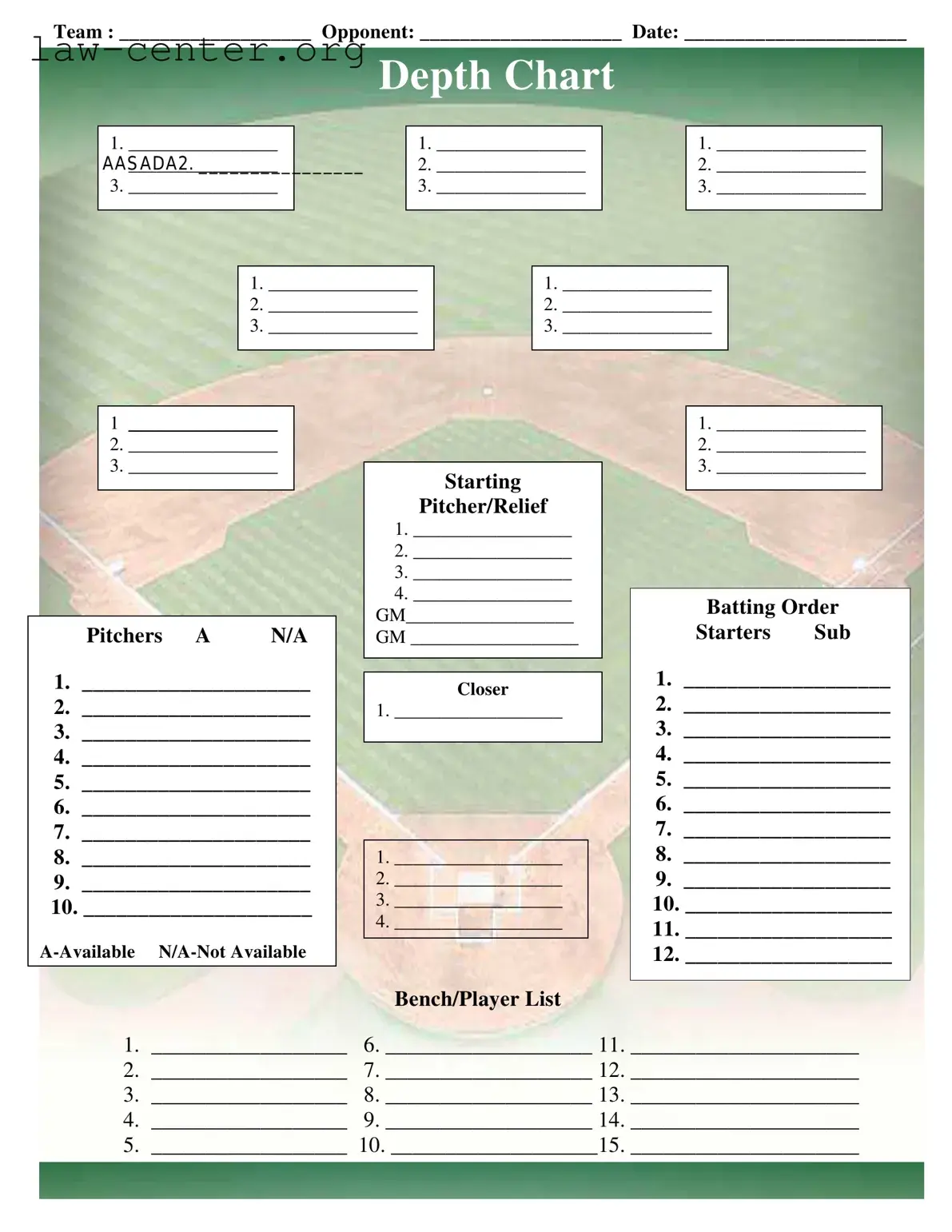 Get Baseball Field Lineup Form