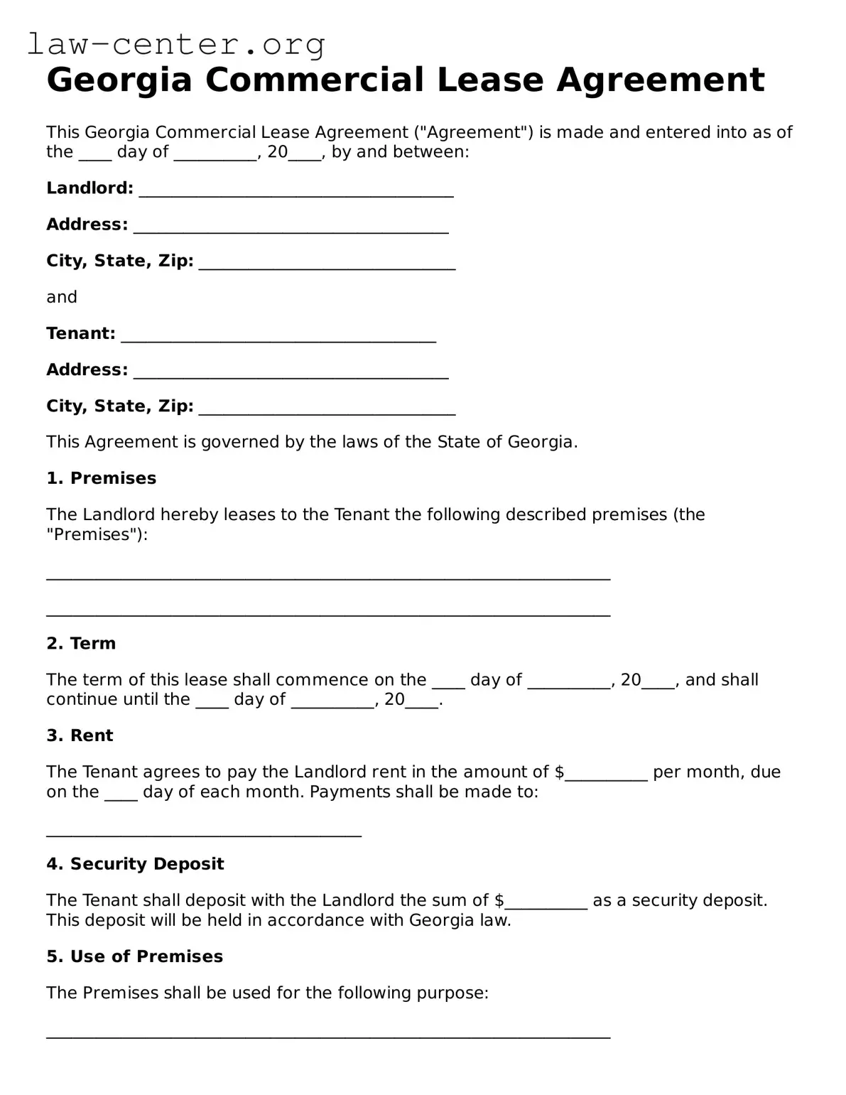 Attorney-Approved Georgia Commercial Lease Agreement Document