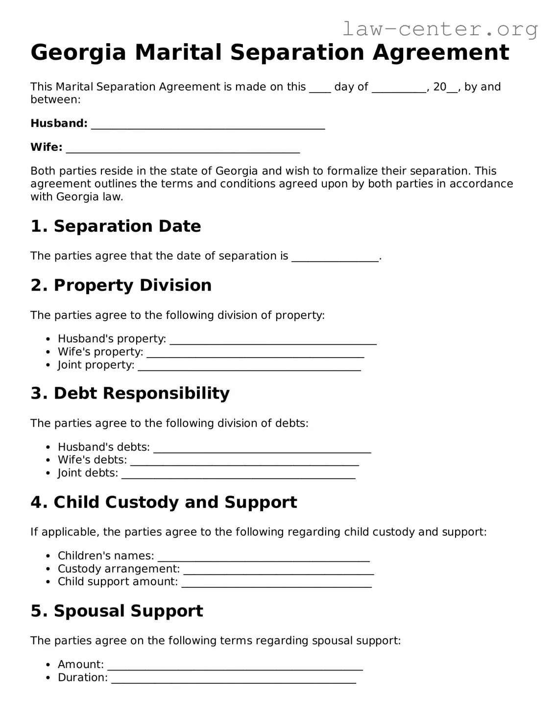 Attorney-Approved Georgia Marital Separation Agreement Document