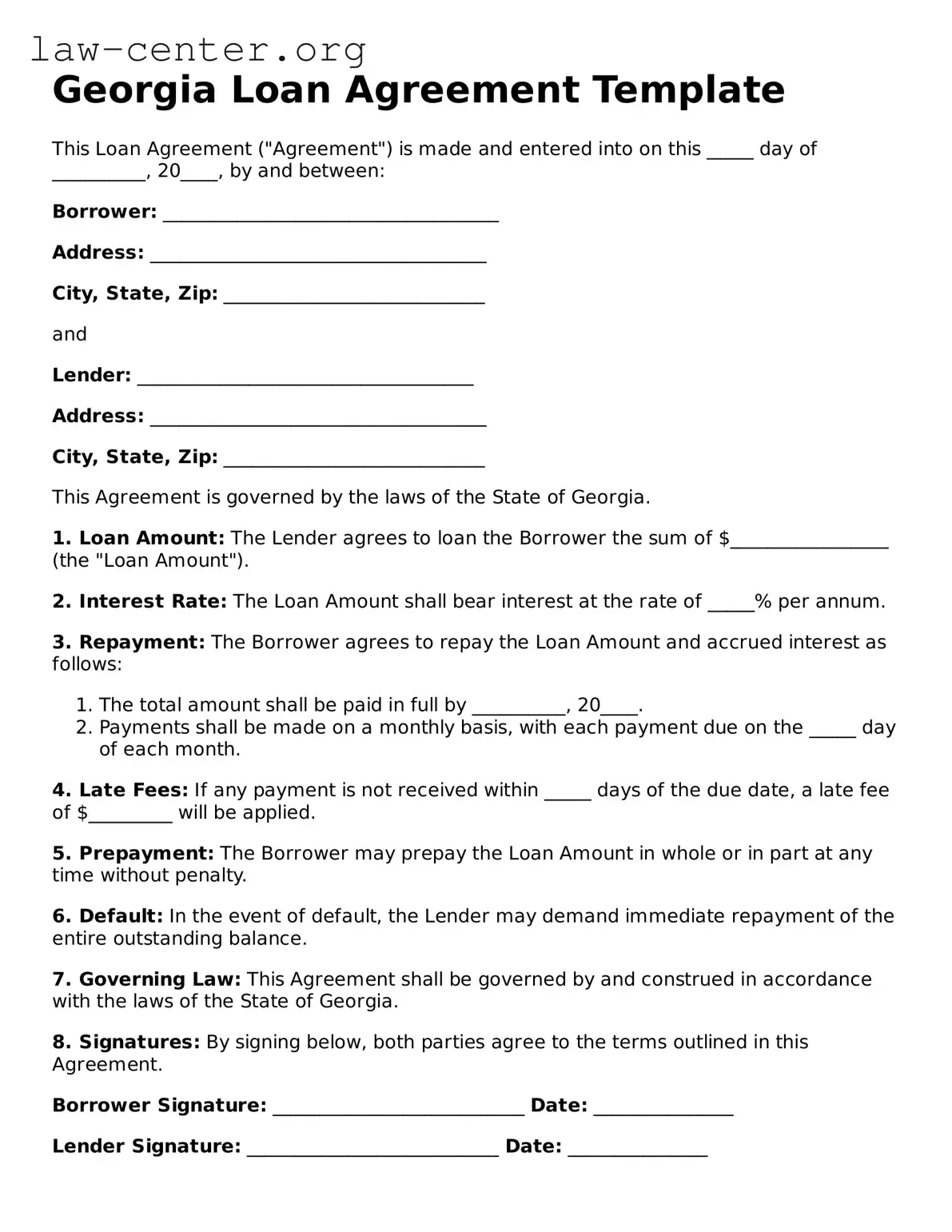 Attorney-Approved Georgia Loan Agreement Document