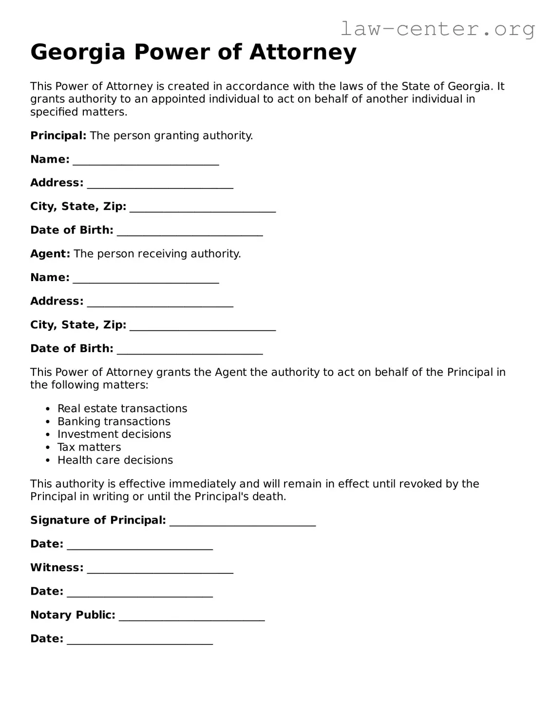 Attorney-Approved Georgia Power of Attorney Document