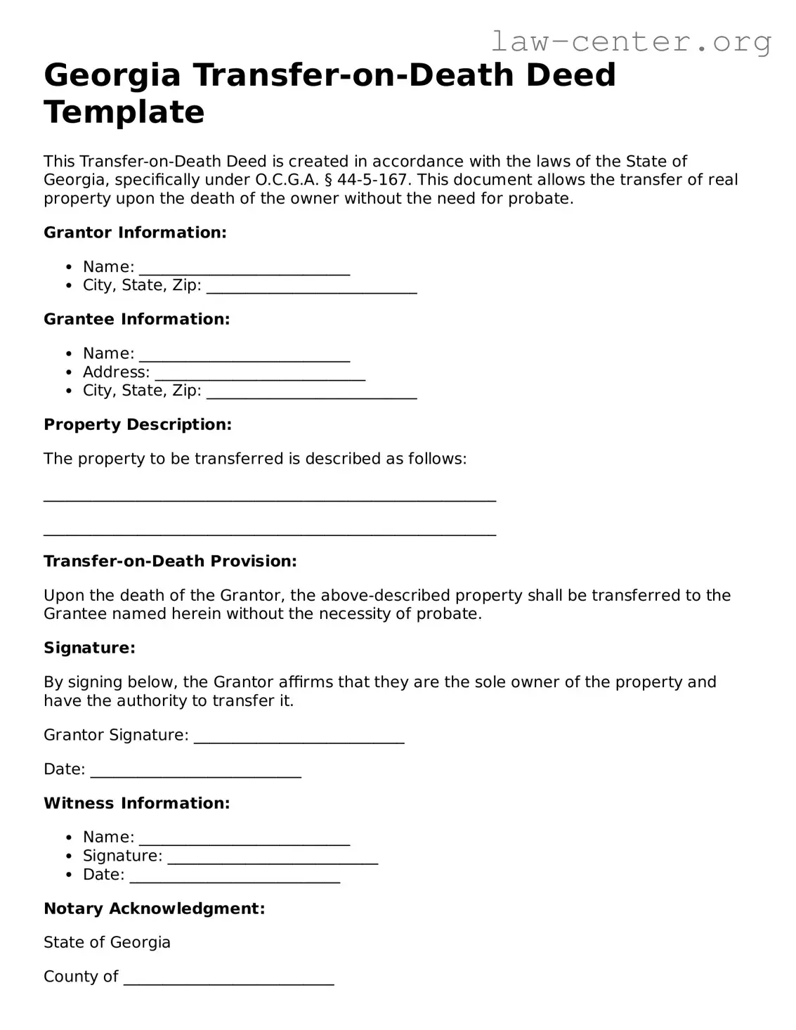 Attorney-Approved Georgia Transfer-on-Death Deed Document