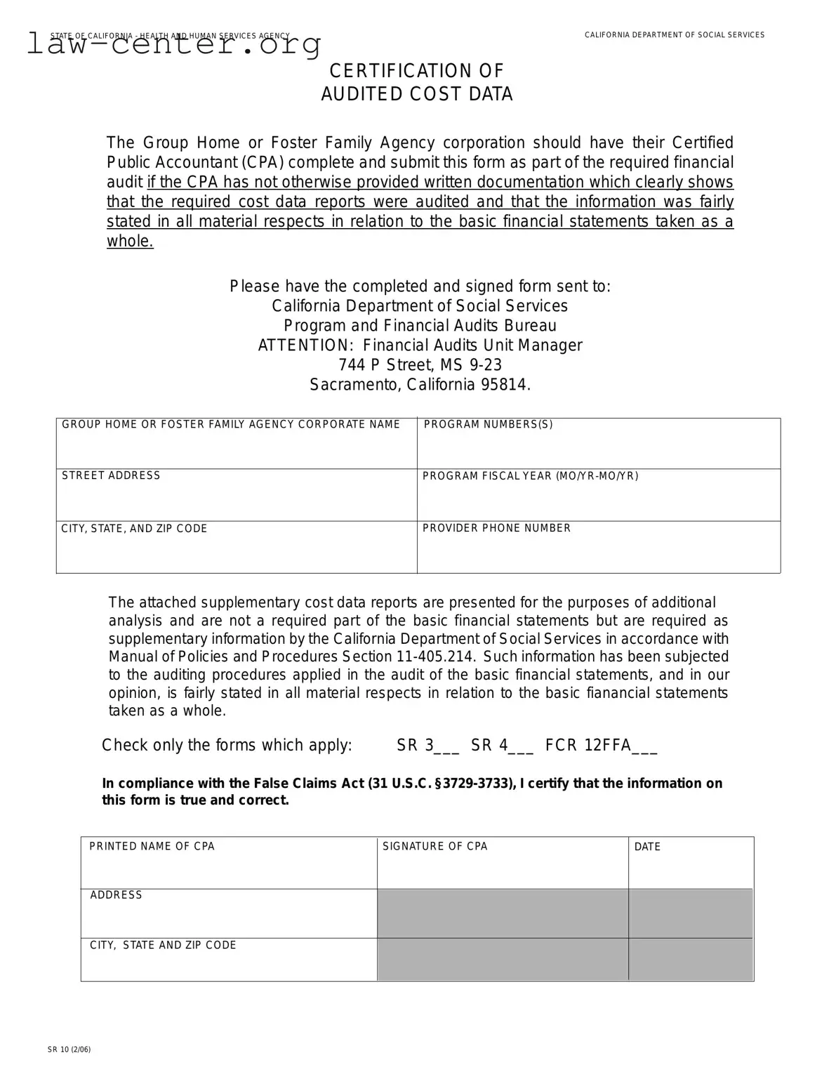 Get California Sr 10 Form