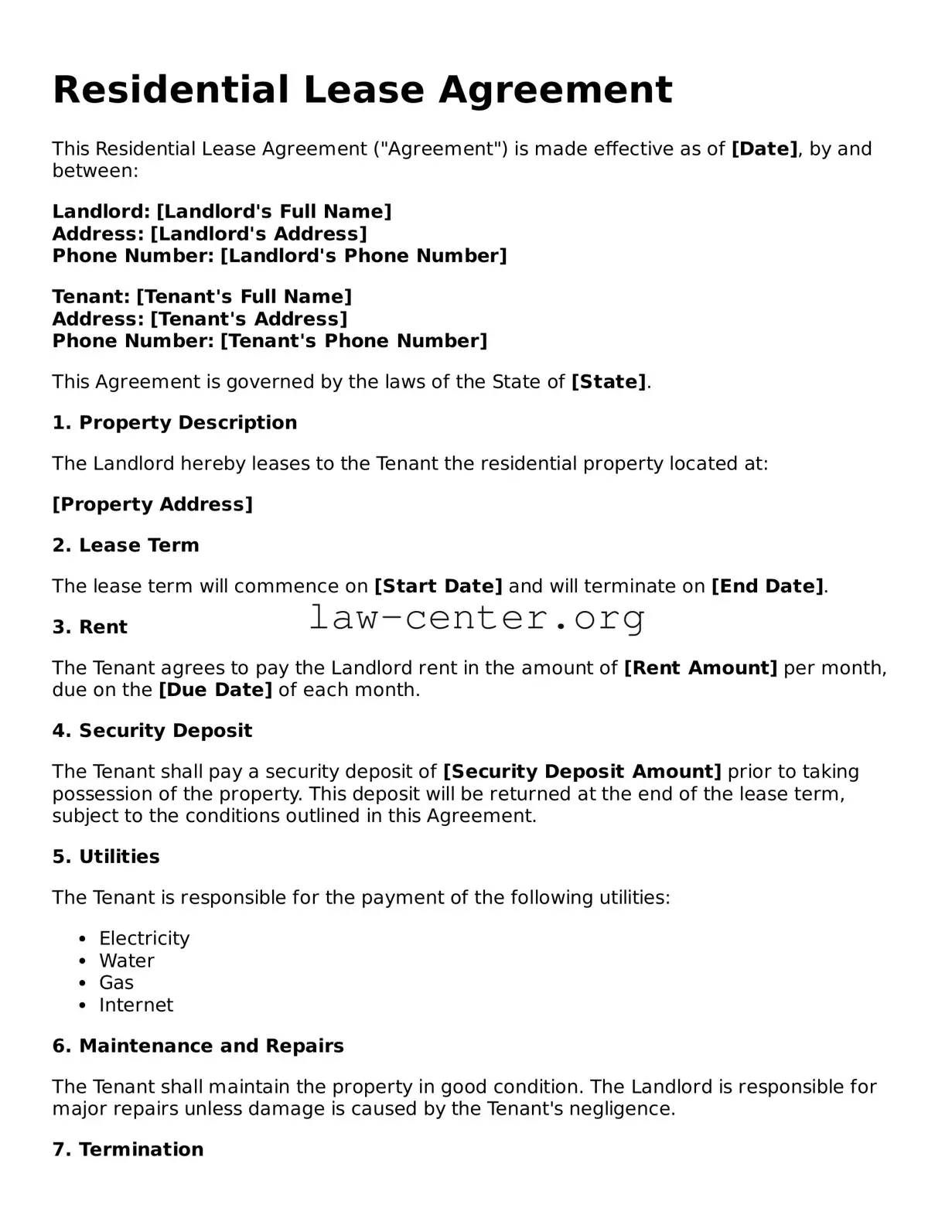 Free Residential Lease Agreement Template