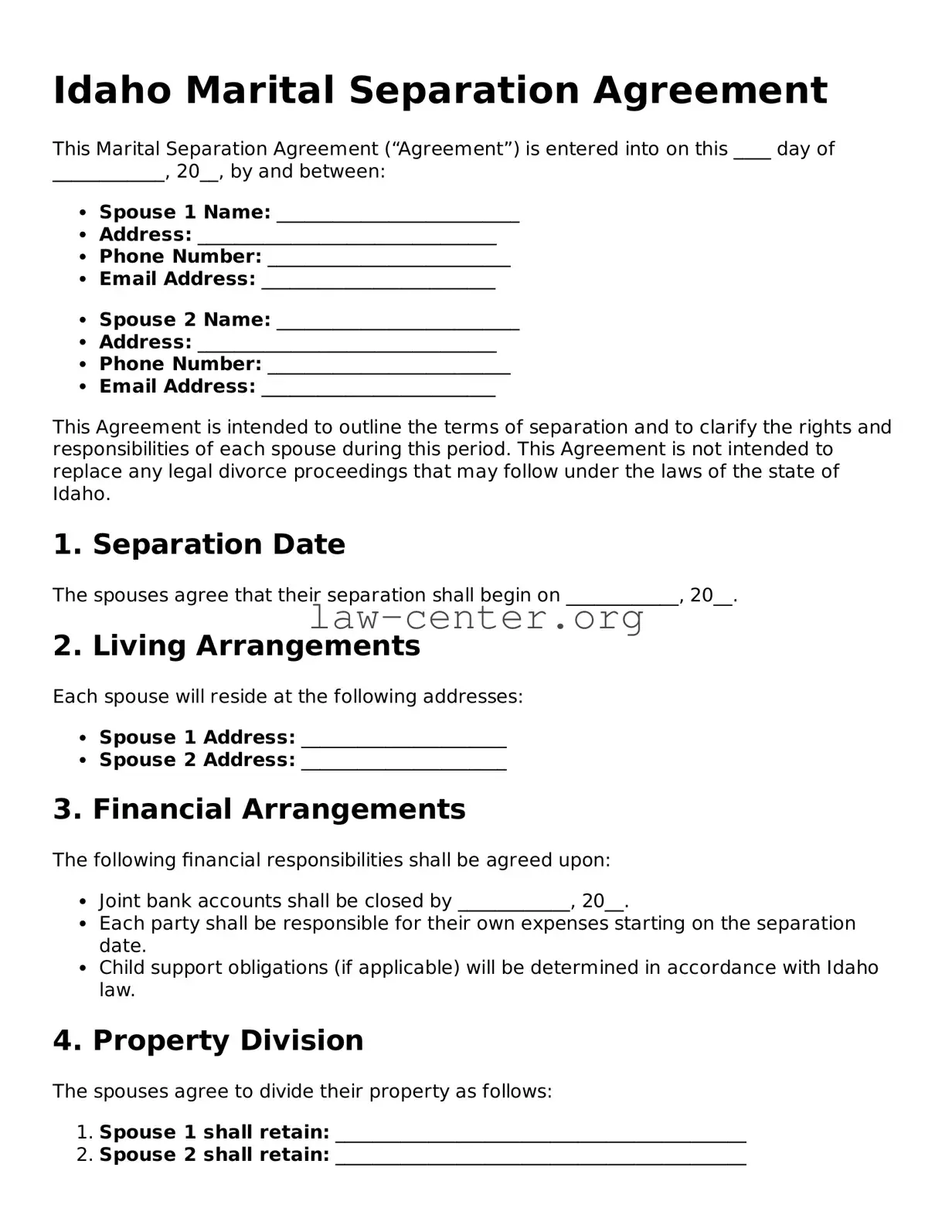 Attorney-Approved Idaho Marital Separation Agreement Document