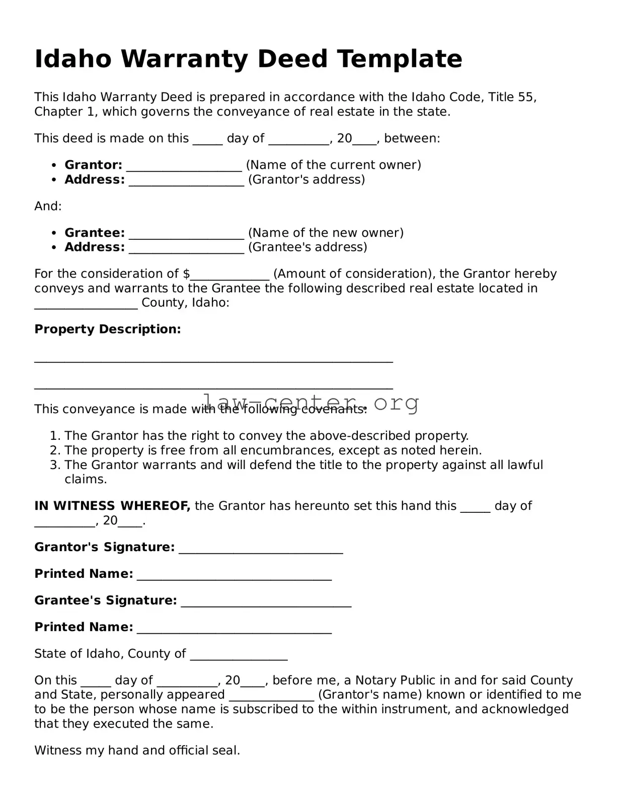 Attorney-Approved Idaho Deed Document