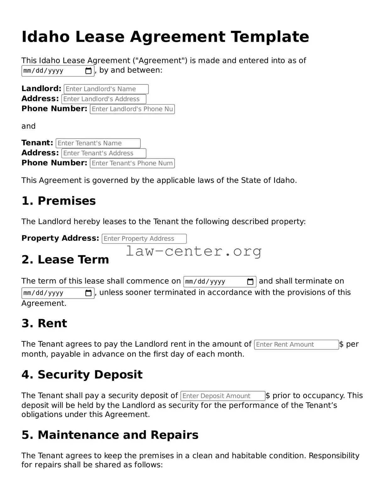 Attorney-Approved Idaho Lease Agreement Document