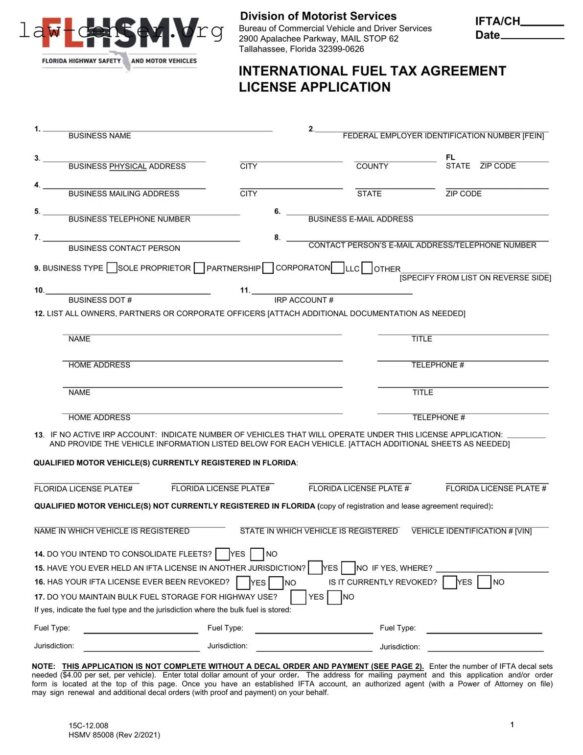 Get Florida Ifta Application Form