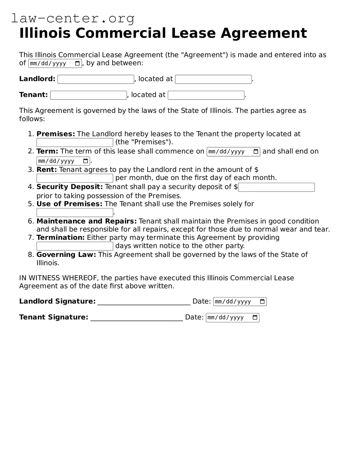 Attorney-Approved Illinois Commercial Lease Agreement Document