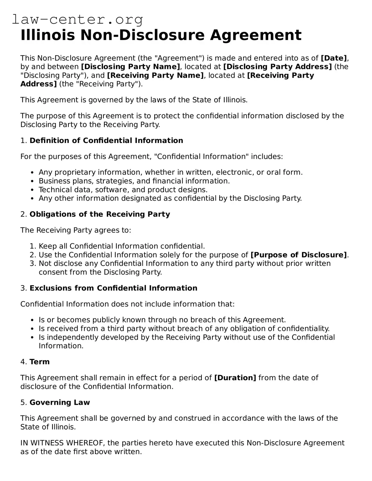 Attorney-Approved Illinois Non-disclosure Agreement Document