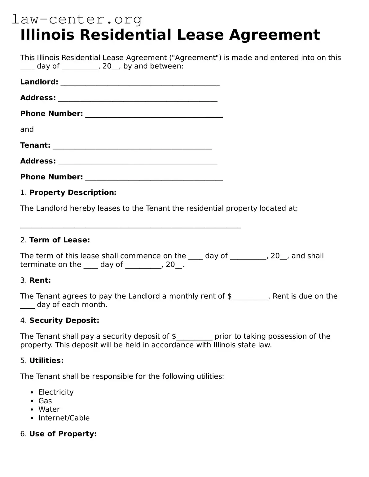 Attorney-Approved Illinois Residential Lease Agreement Document