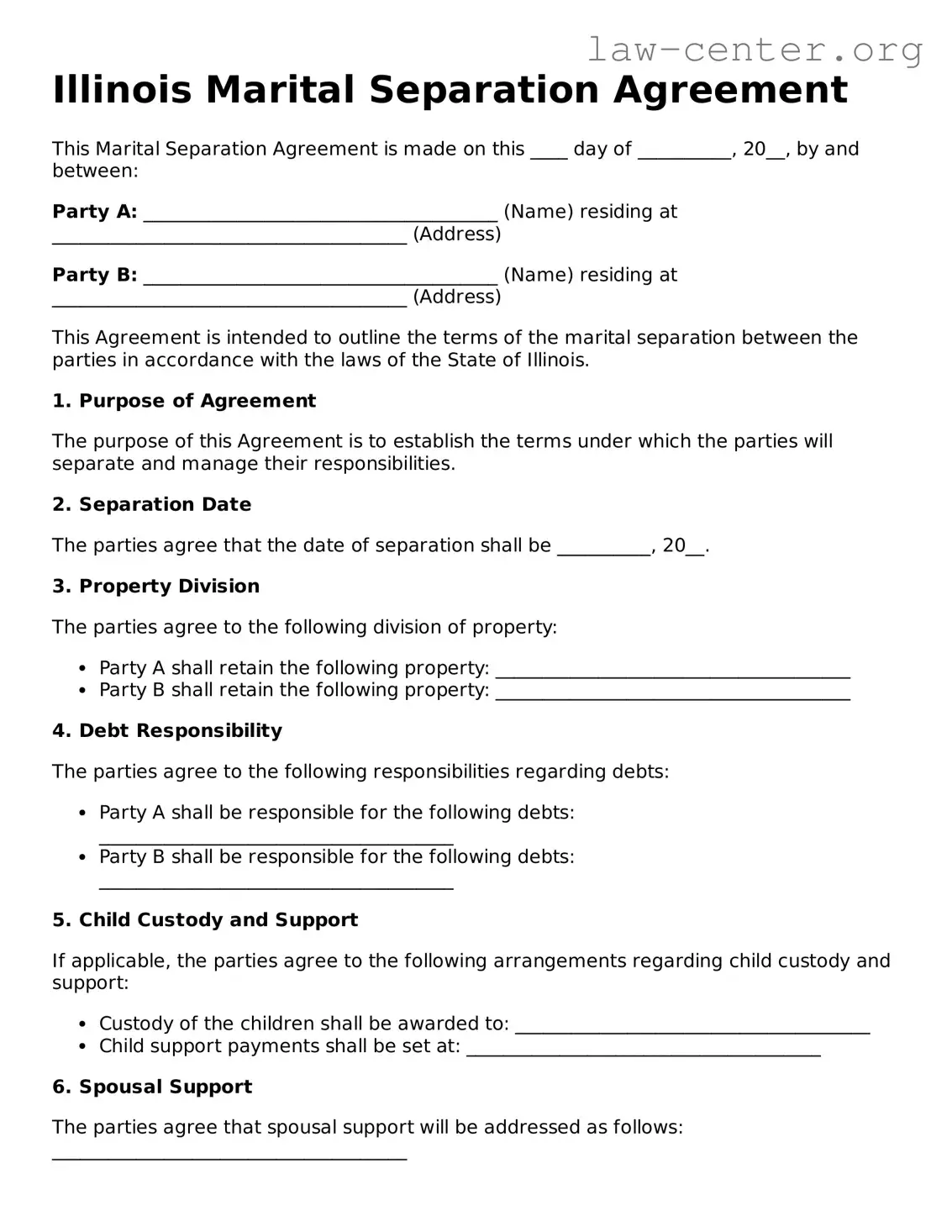 Attorney-Approved Illinois Marital Separation Agreement Document