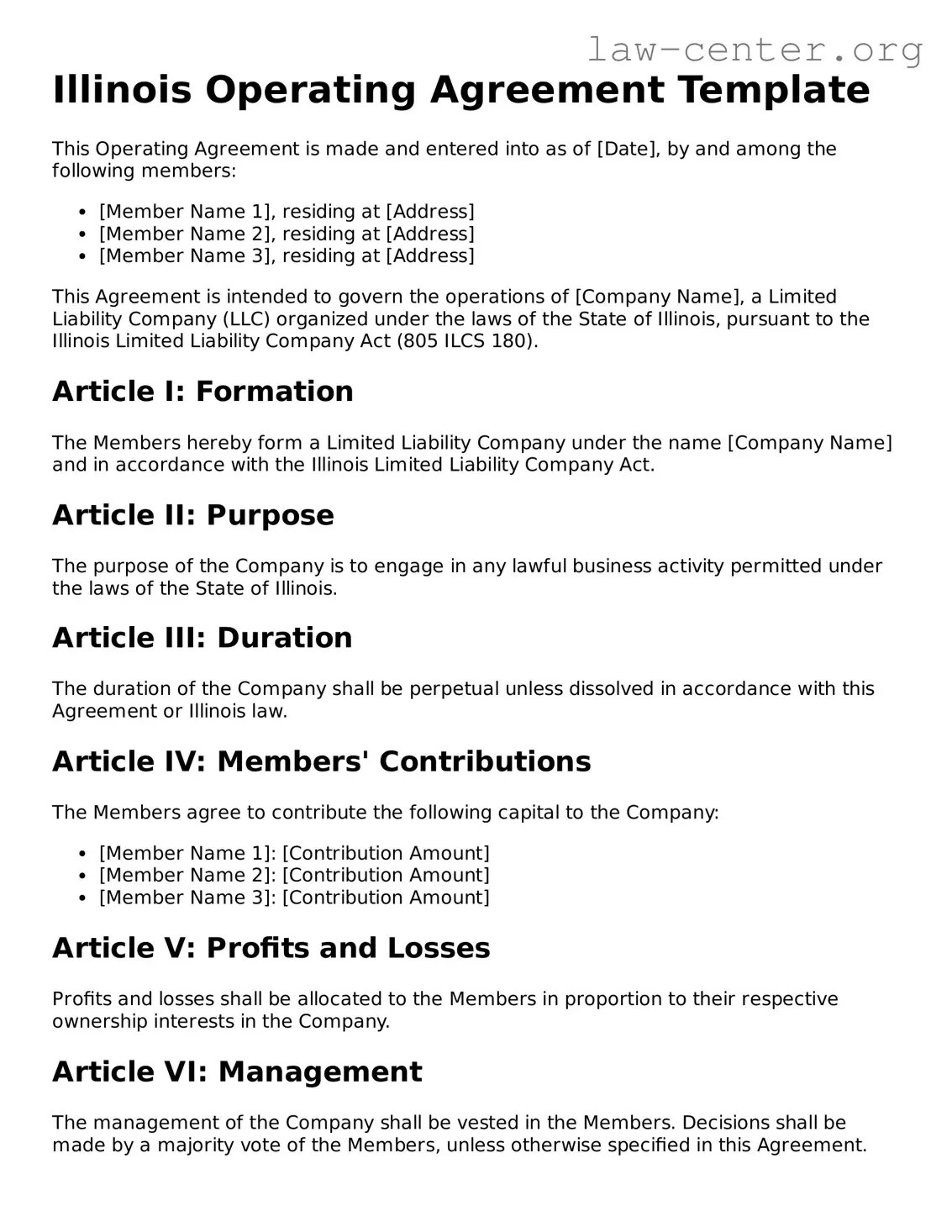 Attorney-Approved Illinois Operating Agreement Document