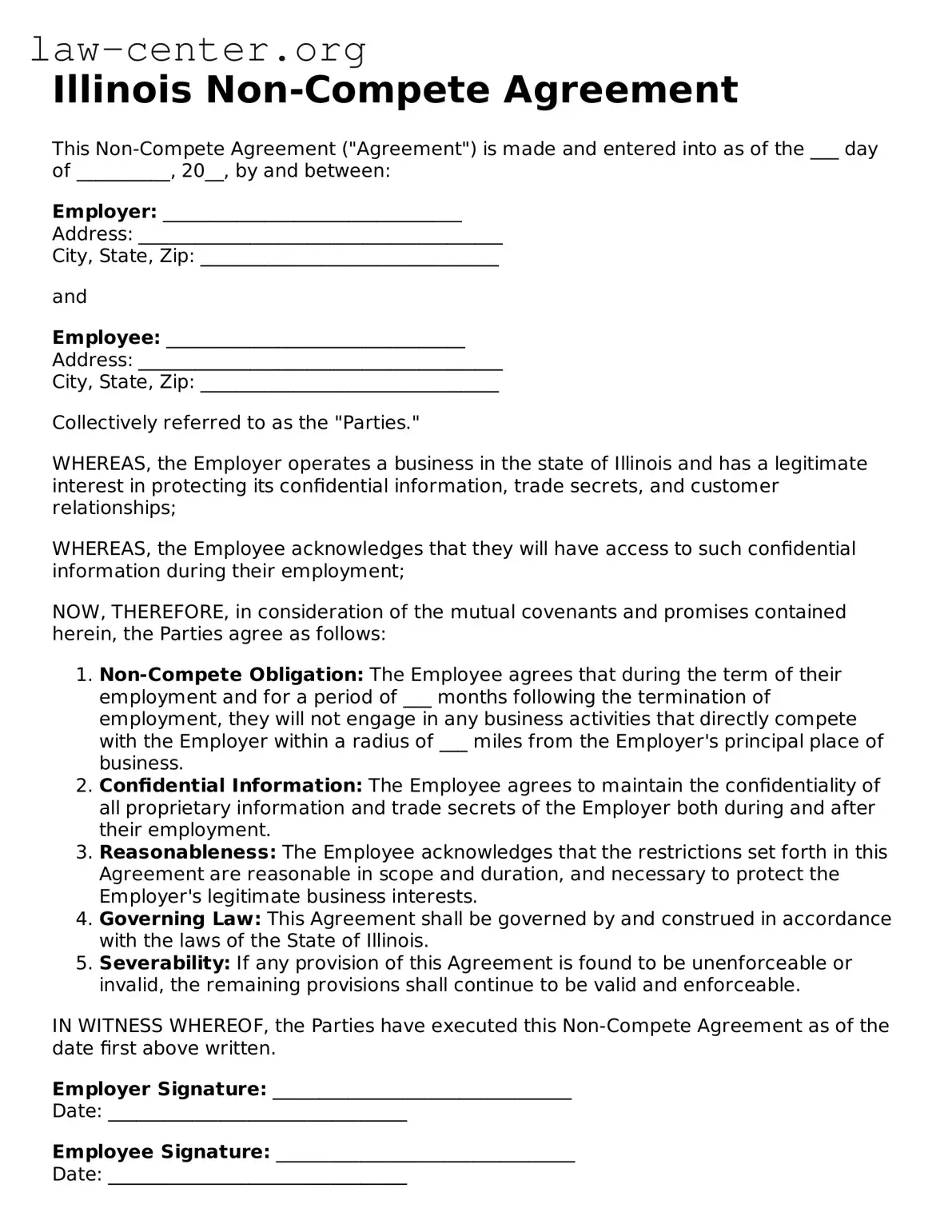 Attorney-Approved Illinois Non-compete Agreement Document