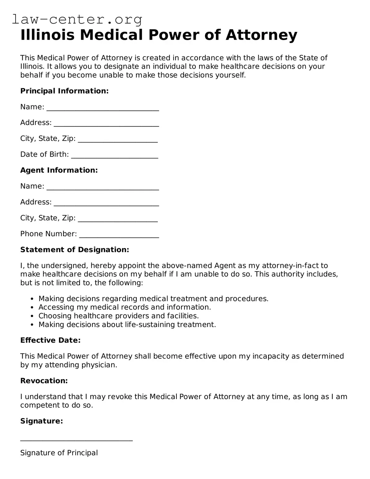 Attorney-Approved Illinois Medical Power of Attorney Document