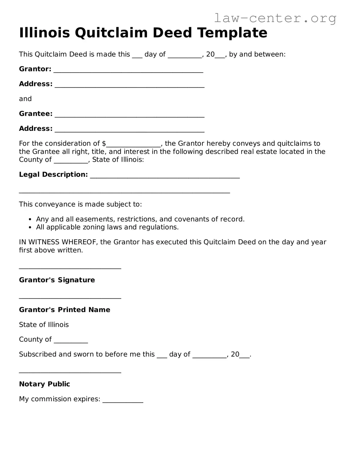 Attorney-Approved Illinois Quitclaim Deed Document