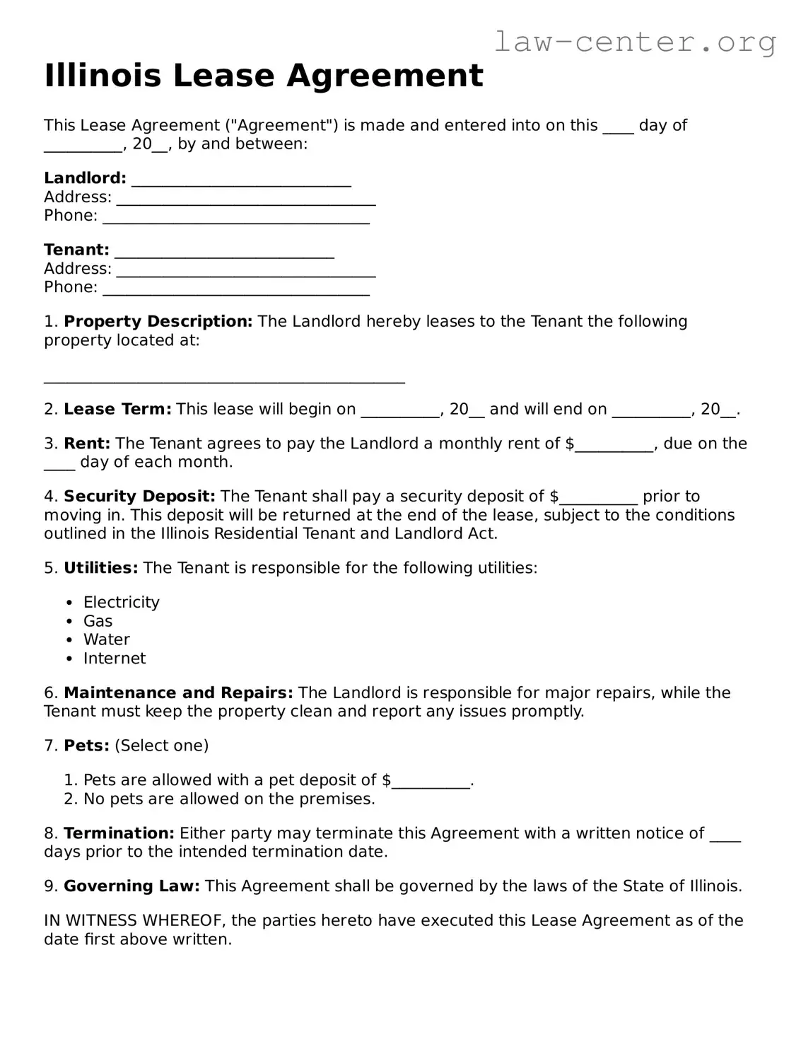 Attorney-Approved Illinois Lease Agreement Document