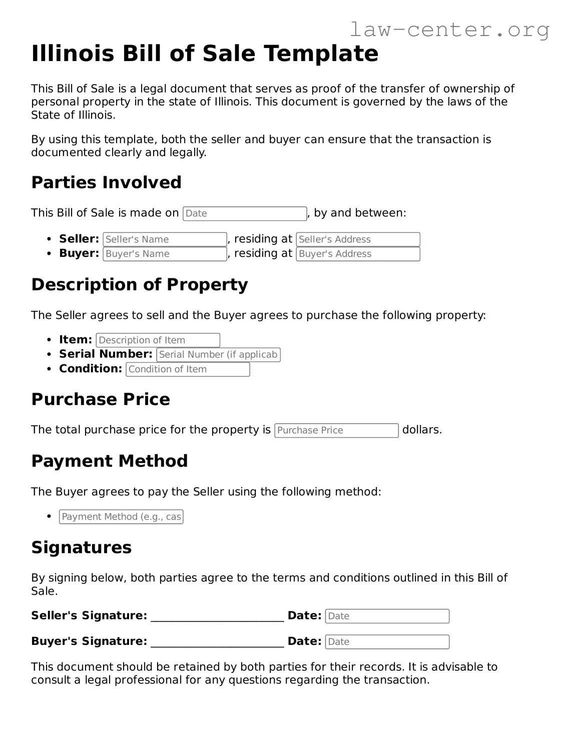 Attorney-Approved Illinois Bill of Sale Document