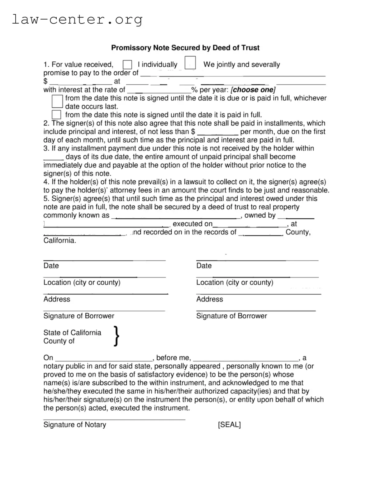 Get California Note Secured Form