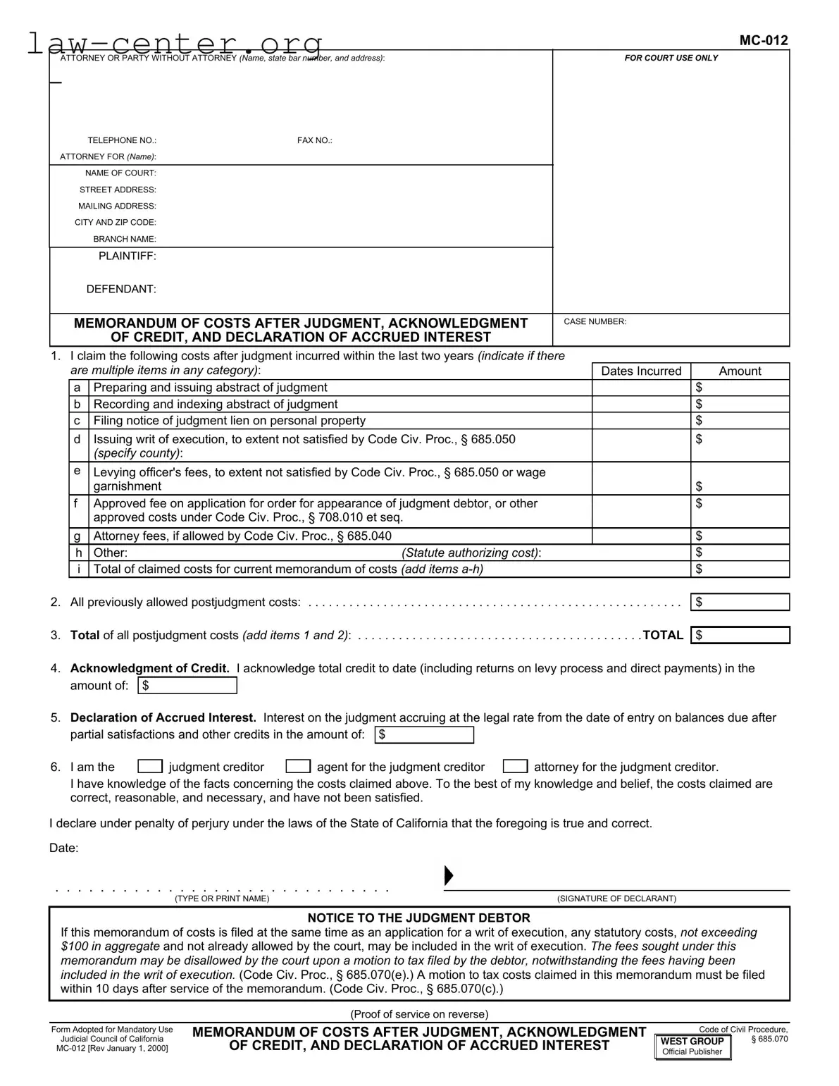 Get California Mc 012 Form