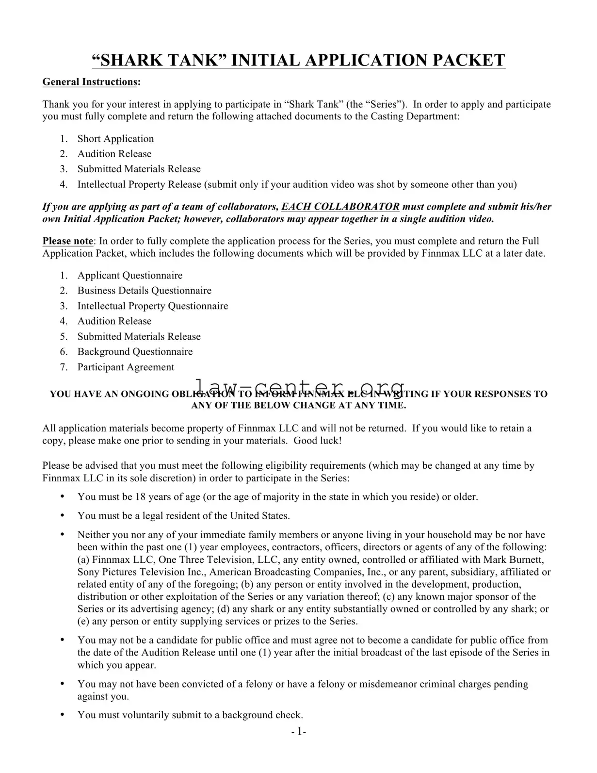 Get Shark Tank Application Form