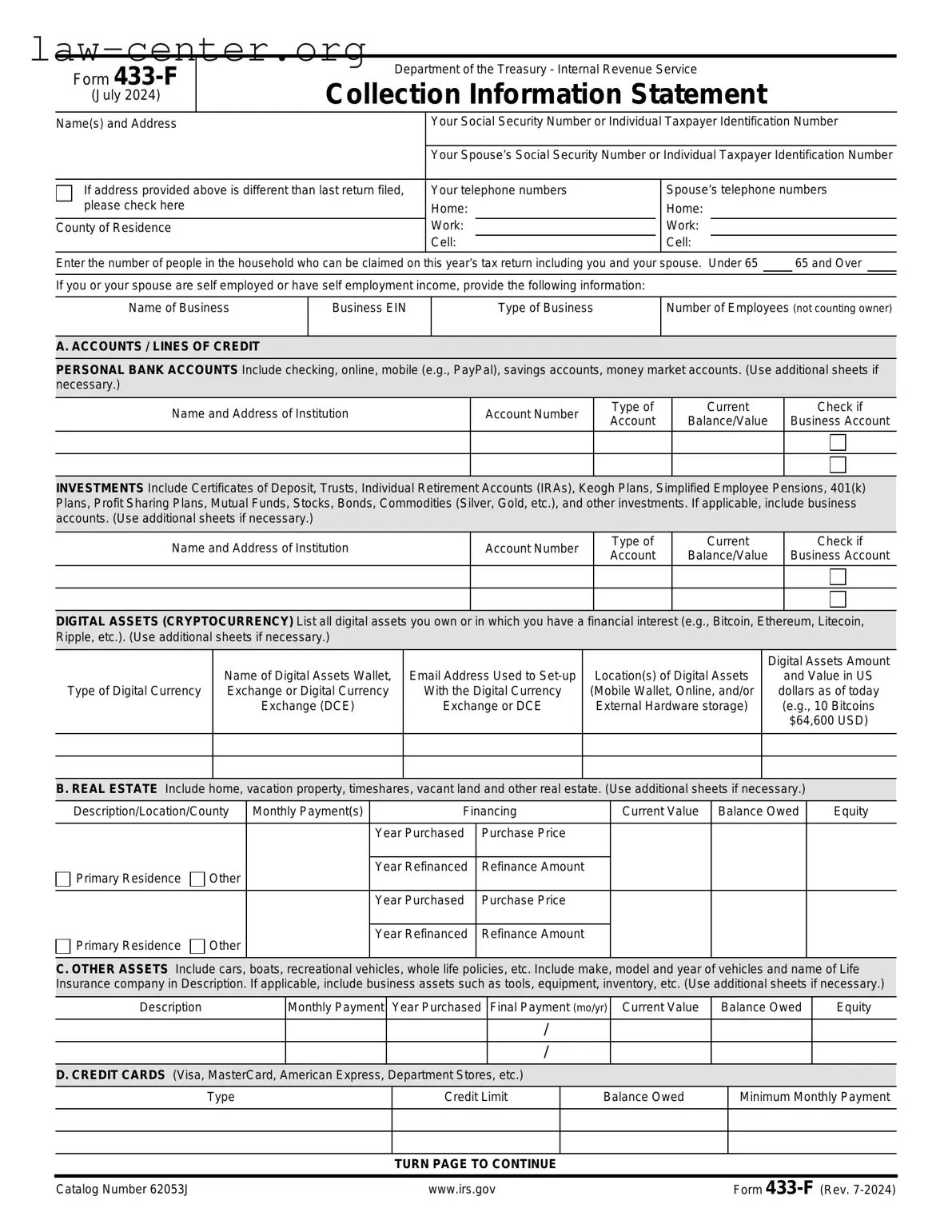 Get IRS 433-F Form