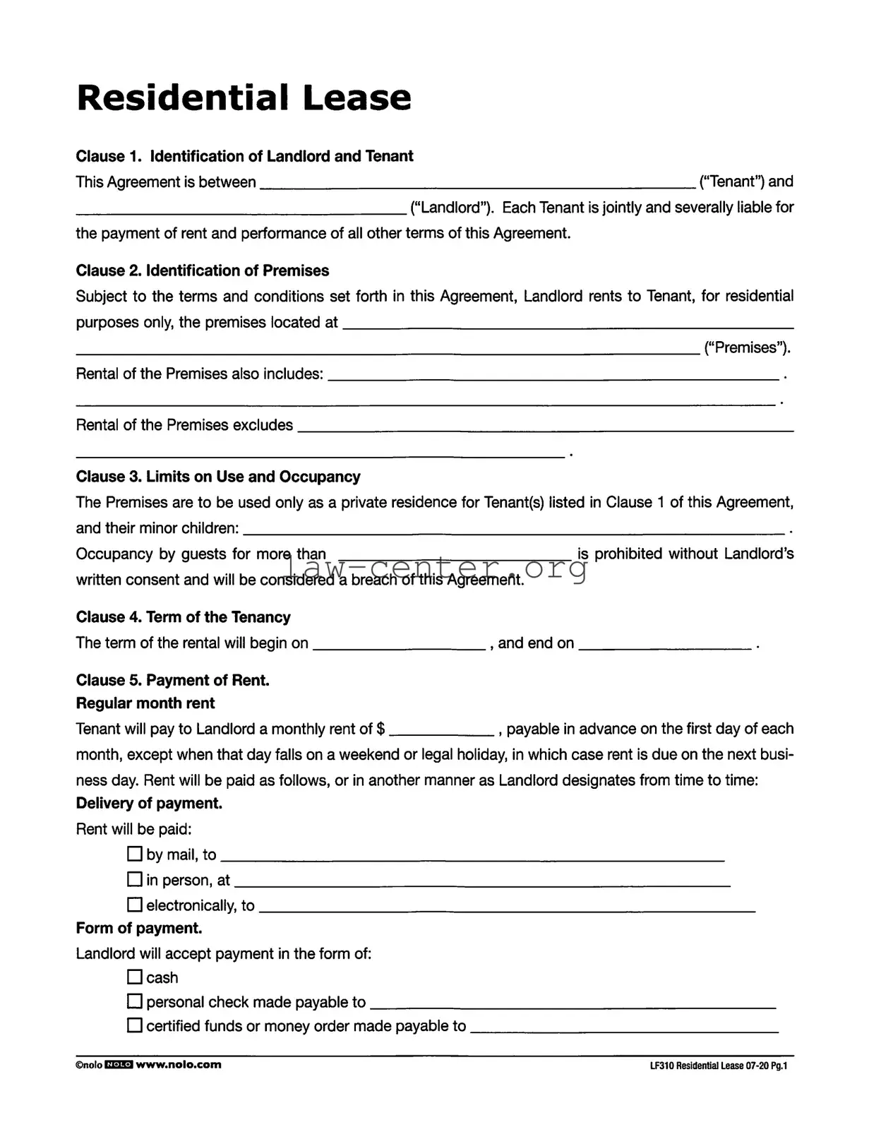 Get Lf310 Residential Lease Form