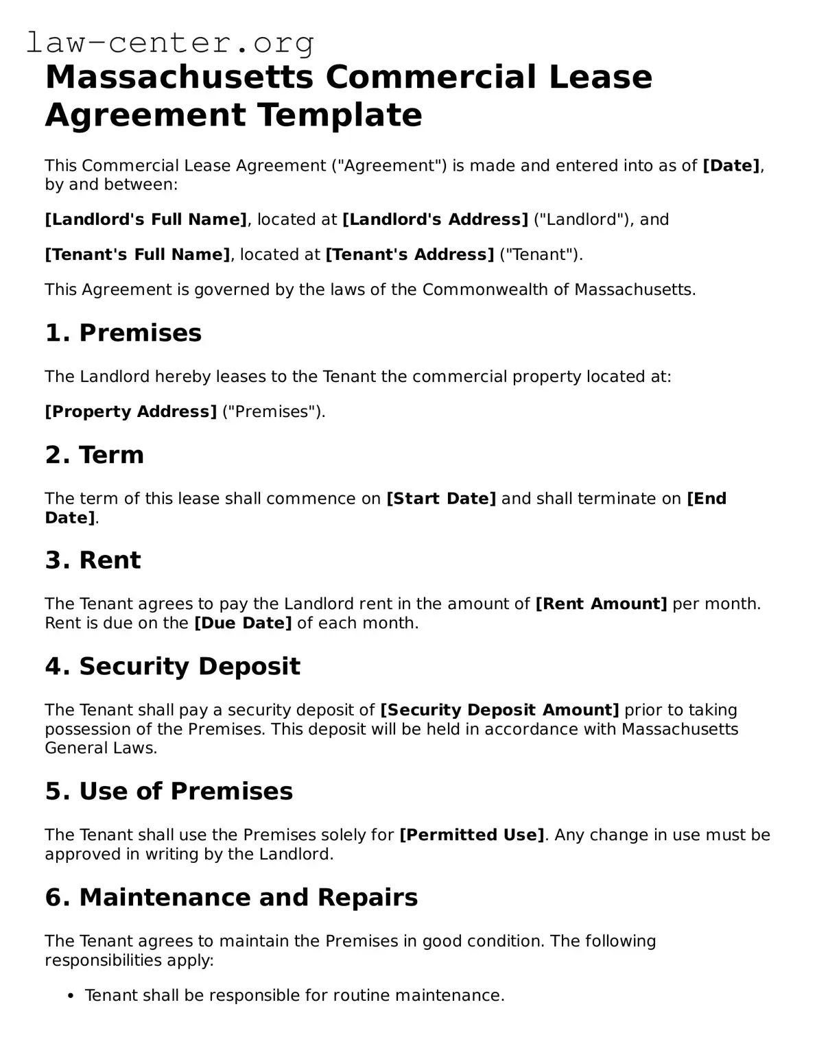 Attorney-Approved Massachusetts Commercial Lease Agreement Document