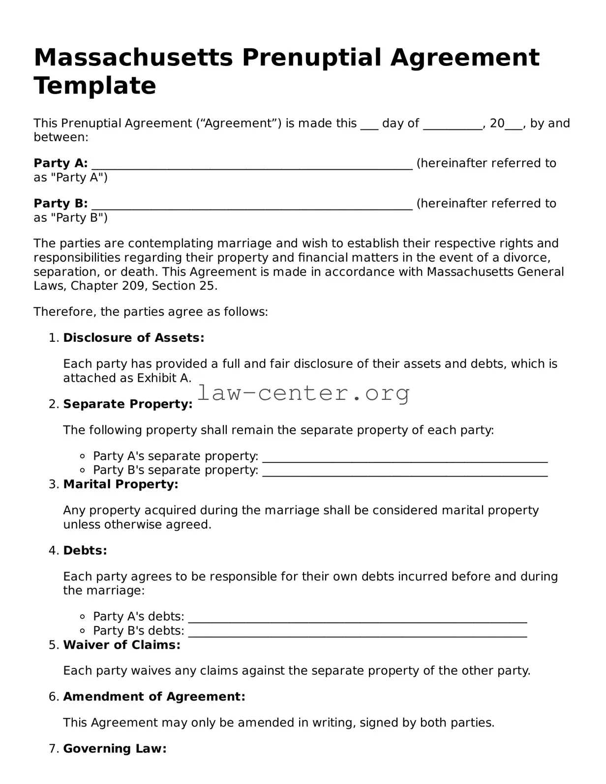 Attorney-Approved Massachusetts Prenuptial Agreement Document
