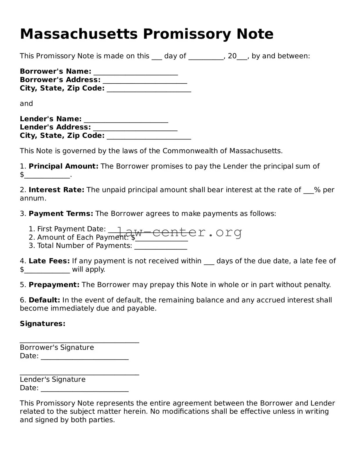 Attorney-Approved Massachusetts Promissory Note Document
