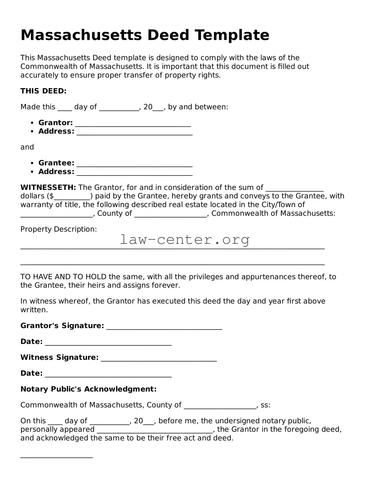 Attorney-Approved Massachusetts Deed Document