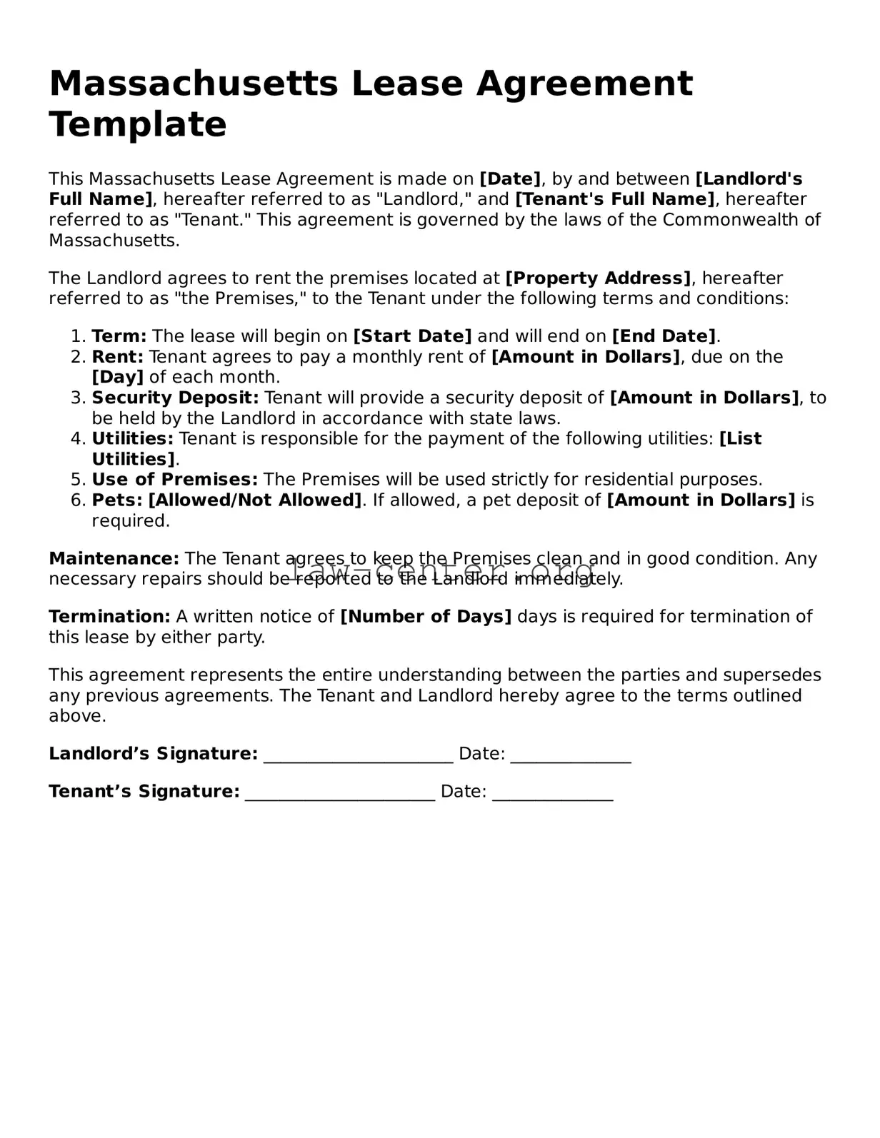 Attorney-Approved Massachusetts Lease Agreement Document
