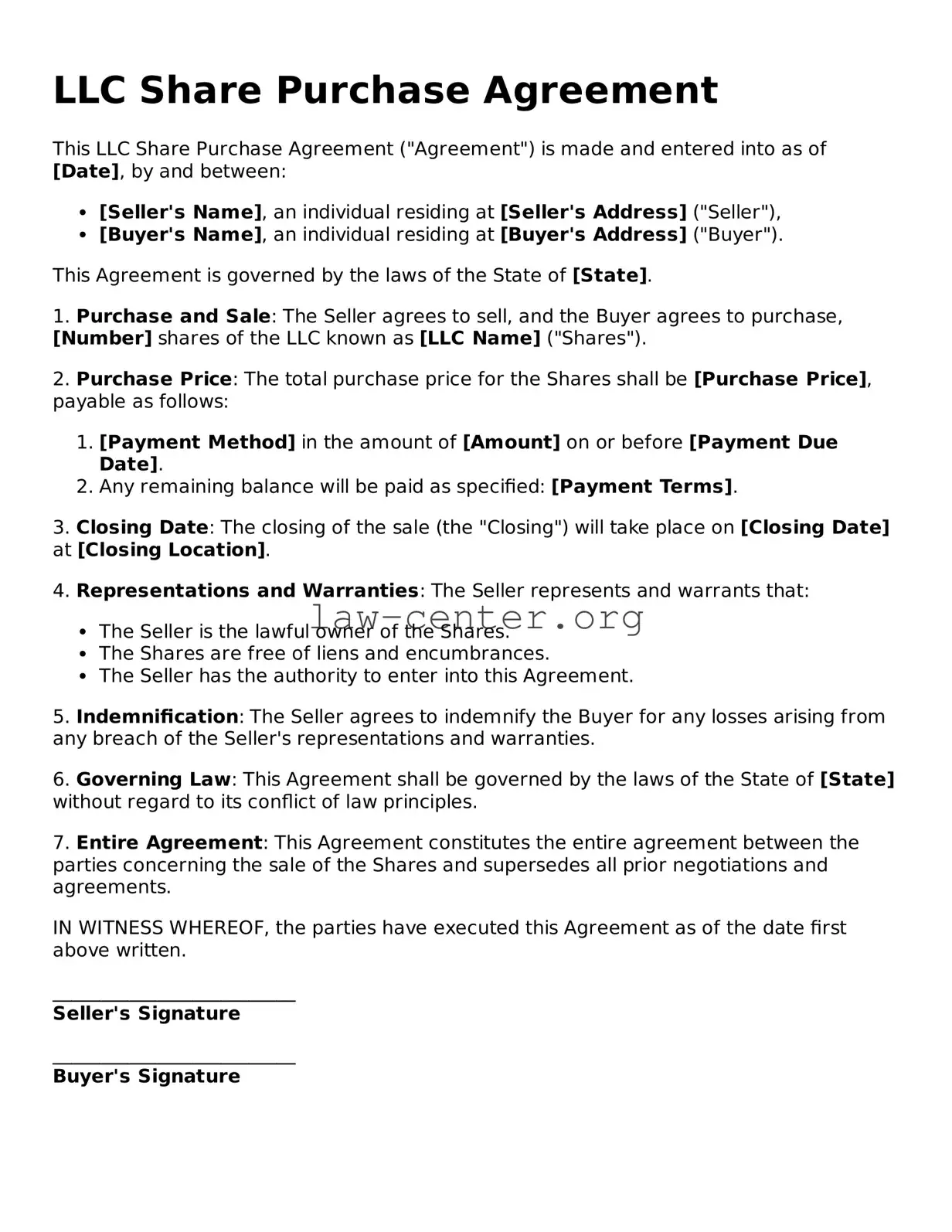 Free LLC Share Purchase Agreement Template